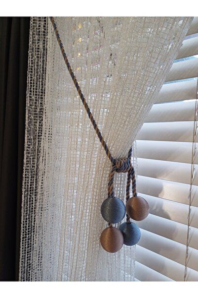 venedik home 4 Ball Mink and Indigo Blue Tulle and Background Tie Bracket - D...