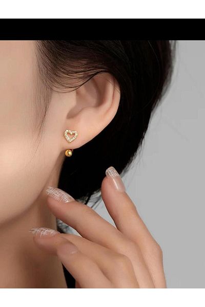 Arescollection 1 Piece Zircon Stone Heart Helix Tragus Rook Piercing Earrings