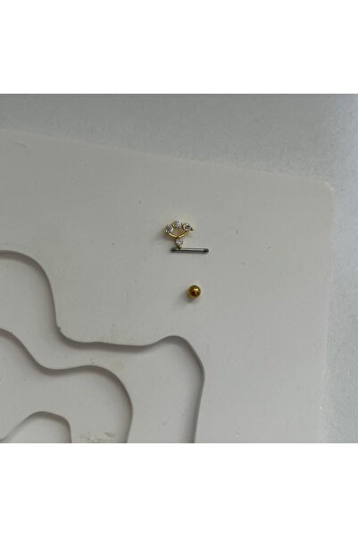 Arescollection cerrahi çelik zirkon taşlı tragus helix kıkırdak kulak memesi uyumlu piercing küpe  (1 adet )