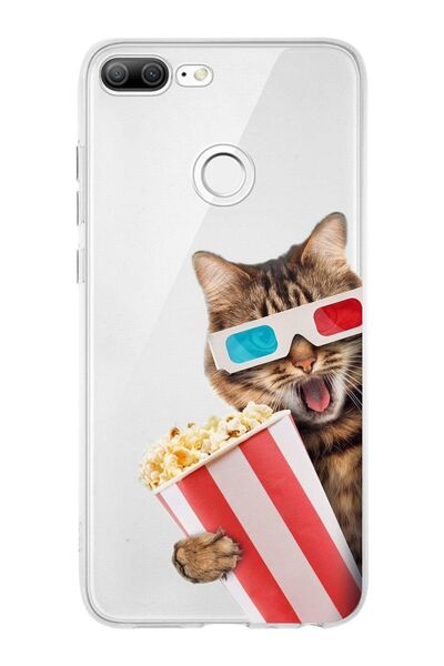 PrintiFy Huawei Honor 9 Lite ile Uyumlu 1mm Slim Fit Kedi 1 050b Baskılı Şeff...