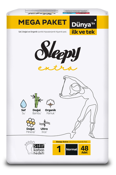 Sleepy Extra Ultra İnce Hijyenik Ped Mega Normal 2 Paket 96 Adet Ped (Tekli Paket)