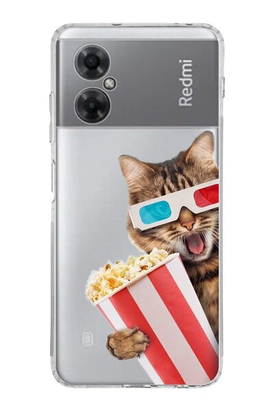 PrintiFy Xiaomi Redmi Note 11R ile Uyumlu 1mm Slim Fit Kedi 1 050b Baskılı Şeffaf  Kılıf