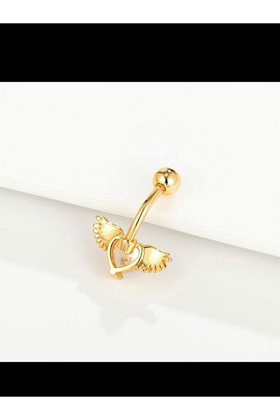 Arescollection Surgical steel angel winged heart belly button ring