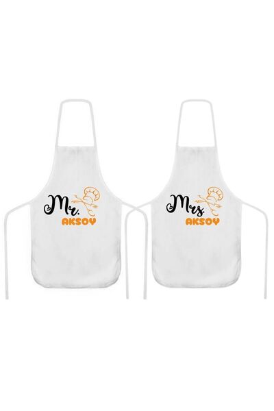 Atatuğ Hediyelik Kişiye Özel İsimli Çiftler İçin Mutfak Önlüğü