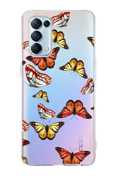 PrintiFy Oppo Reno 5  ile Uyumlu 1mm Slim Fit Water Color 2 Baskılı Şeffaf  K...