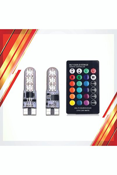 cabbaroğlu ticaret Kumandalı Rgb T10 Park Ledi Far Ledi Renkli Park Ampulü