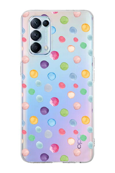 PrintiFy Oppo Reno 5  ile Uyumlu 1mm Slim Fit Water Color 6 Baskılı Şeffaf  K...