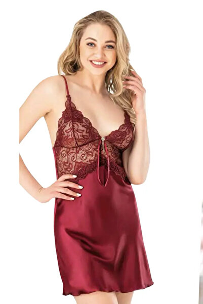 Viselya Σετ Δαντέλα τεμαχίων Βουργουνδί Σατέν Νυχτικά