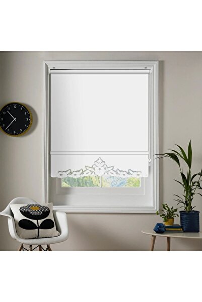 Dönmez Perde Nakış Işlemeli Stor Perde(avşa Model,beyaz Renk)