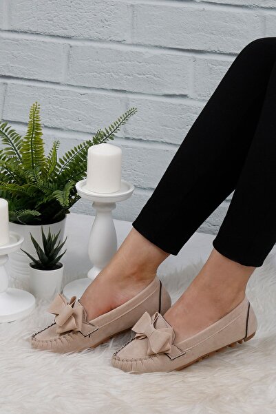 RENKLİBUTİK Balerini de damă din catifea crem