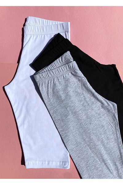 VicTroy Bumbac, 2 bucăți de culoare neagră și gri Lycra Basic Short Pantaloni scurti pentru femei