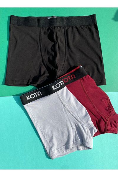 VicTroy Men's Modal Boxers - 3 Pieces, Non-Marking, Wide Elastic, Black, Claret Red, Beige Colors, Lycra