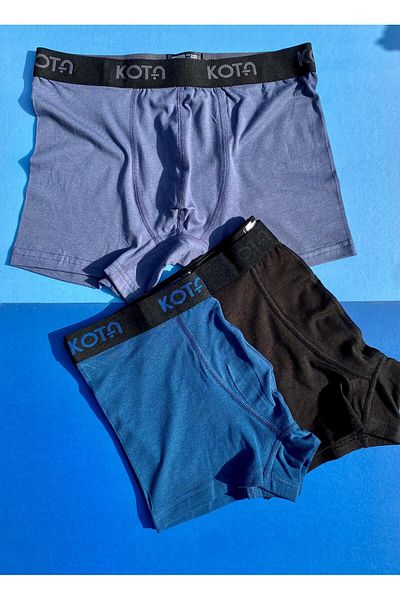 VicTroy Ανδρικά Modal Boxers - 3 τεμάχια, χωρίς σήμανση, φαρδιά λάστιχα, ανθρακί, μπλε και μαύρο χρώμα