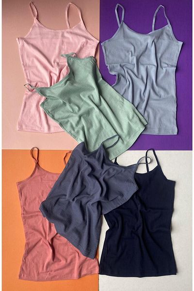 VicTroy Cotton and Lycra Ribbed Women's T-shirt with 4 Rope Straps