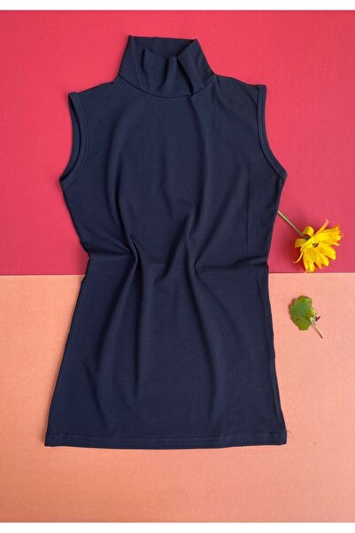 VicTroy 2 Pieces Black and White Color Turtleneck Turtleneck Zero Sleeve (SLEEVELESS) Cotton Bodysuit (BADİ)