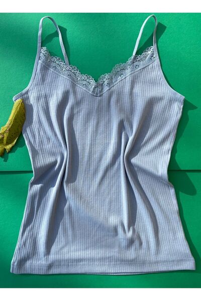 VicTroy Likralı 6’lı Pamuklu Fitilli Kadın Atlet (mavi, Beyaz, Ten, Pembe, Yeşil Ve Ekru )