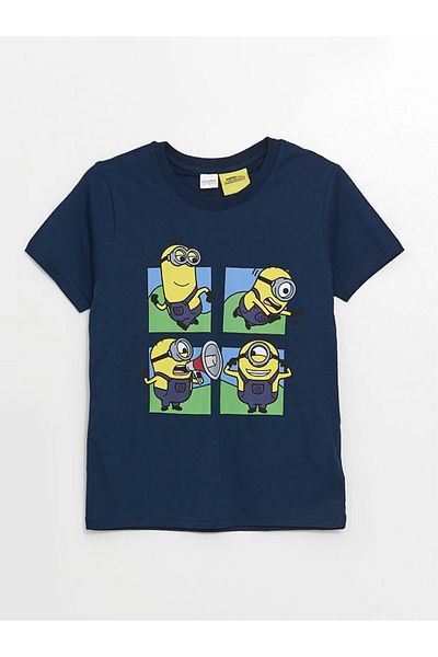 LC Waikiki LCW Kids fiú pizsama szett rövidnadrággal - Crewneck, Minions Print, rövid ujjú