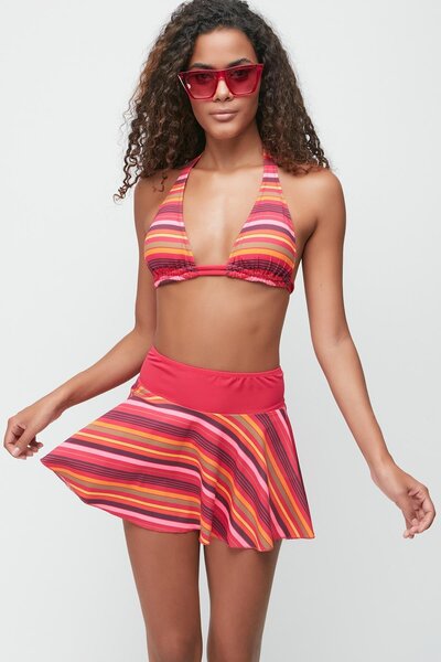 C&City Háromszög bikini szett szoknyával 3286 fukszia