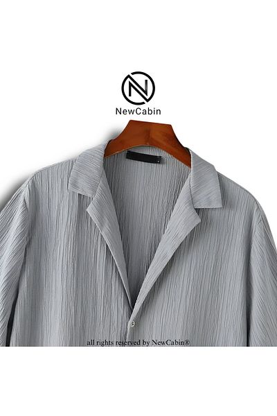 NewCabin Καλοκαιρινό Lycra Wrap Crinkle Ύφασμα - Κοντομάνικα πουκάμισα και σορτς 2 τεμαχίων