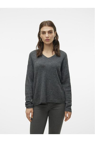 Vero Moda Strickpullover VMCREWLEFILE LS V-NECK BLOUSE NOOS