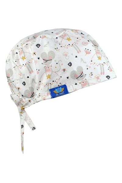 DrMia White Little Mouse Pattern Doctor Nurse Hospital Veterinary Chef Cap