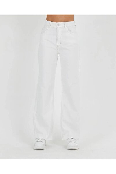 dressmix White Loose Women's Jean Palazzo Trousers