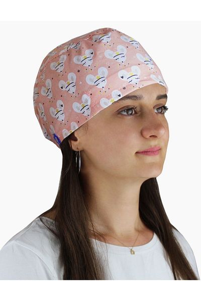 DrMia Pink Mouse Patterned Doctor Nurse Hospital Veterinary Chef Cap