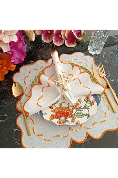 LASETU 6 bucăți țesătură rezistentă la pete, portocaliu și marmorat