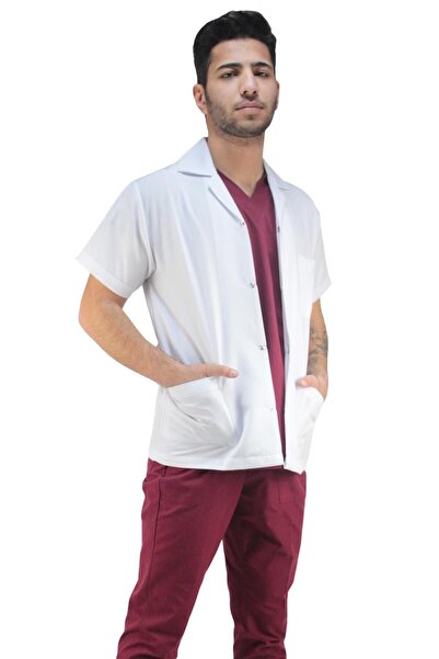 DrMia Doktor Önlüğü Iş Ceketi Kısa Kollu Erkek Model Beyaz