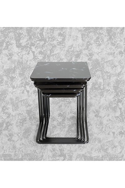 Veys Sehpa Statik Vegas Zigon Sehpa -siyah mermer