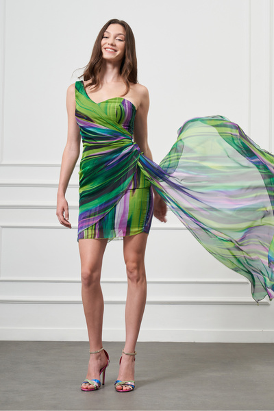 UTOPIAN Tek Omuz Mini Elbise