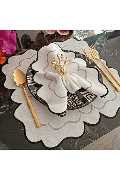 LASETU 1 брой оранжева и мраморна детайлна американска сервизна подложка от п...