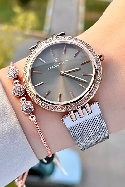 Daniel Klein Kasası Rose Kordonu Gümüş Renk Hediye Paketli Kadın Kol Saati ve...