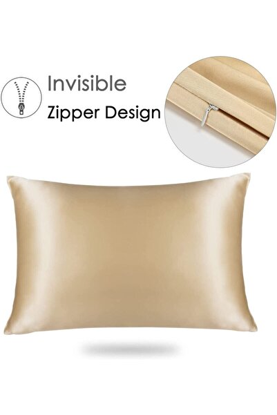 Tinybabyconcept 100% Silk Satin 50x70 Cm 2 Pillowcases & 2 Buckles Beige Color