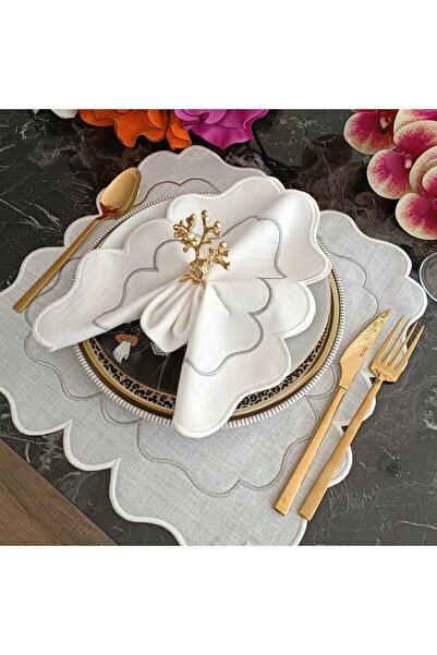 LASETU 6 броя екрю и мраморно сребро - сребърни детайли, неплъзгаща се материя, американско обслужване