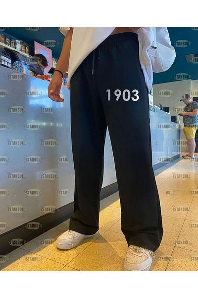 LAND MODA Unisex Μαύρη φαρδιά φόρμα - 1903 Printed