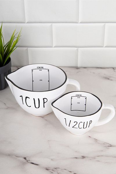 Dns Giyim 250 ml and 500 ml Ceramic Measuring Cup Set - Mug Cup Measuring Cup