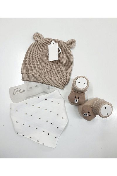 Bumbo Knitwear Hat Socks Scarf Apron Set of 3