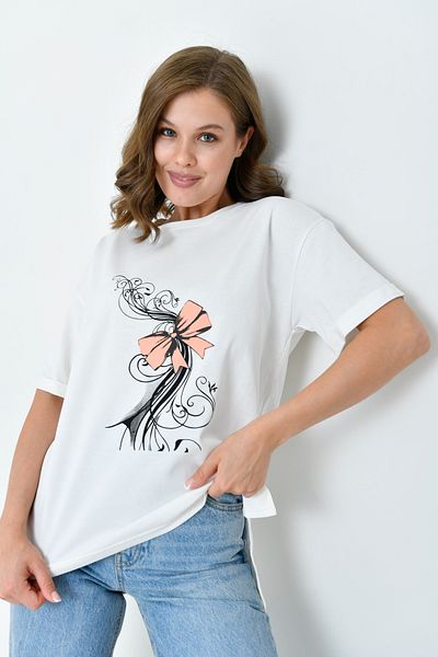 mirach Bumbac alb pieptănat - Tricou cu mânecă scurtă de vară Bluză Crop relaxat Imprimat Subțire Ca niciunul
