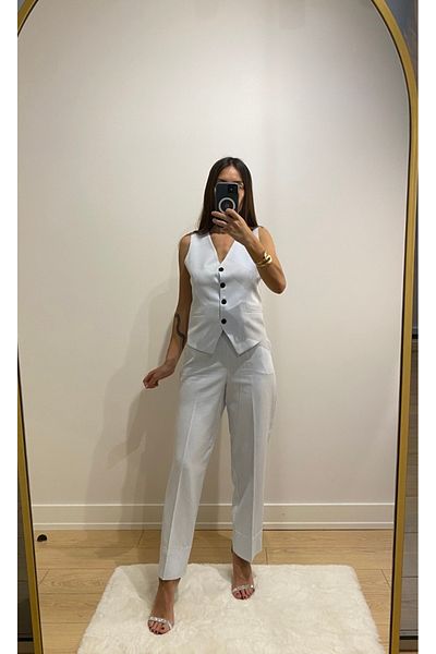cn novembersun Ice Blue Women's Vest and Trousers 2-Piece Set