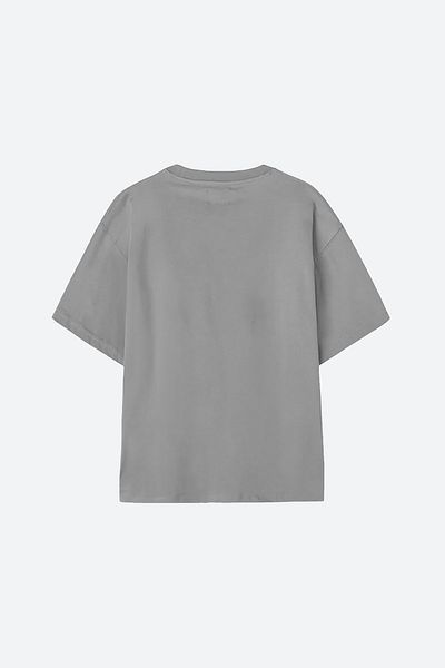 Eazy Co Unisex Stone Gray Extra Oversize Embossed Printed Short Sleeve T-shirt