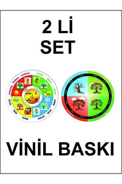 Göktuğ Hediyelik Dairesel Mevsim Şeridi Okul Posteri , Okul,Kreş, Anasınıfı, Ortaokul 2 Lİ VİNİL SETİ