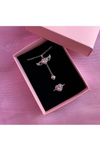 Accessories Fall In Love Set Kalpli Yüzük Melek Kolye