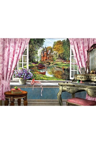 şazenur Penceremdeki Şato 1500 Parça Art Puzzle 85x60 Cm