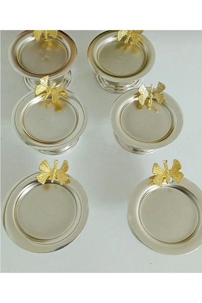Elzemm store DECORATIVE SILVER COLOR WITH BUTTERFLY 6 PIECES MAKARONLUG CURVET DELIGHT