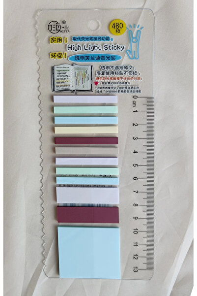 sibga tasarım 480 yaprak İnce Şerit Şeffaf Renkli Postit Post-it Post It. Kit...