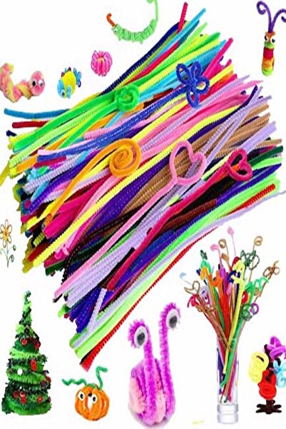 FLY COLOR Şönil 30 Cm 25 Adet 9 Renk Tüylü Tel Renkli