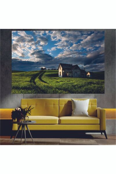 HOMEARTHS Köy Evi ve Doğa Manzaralı Dekoratif Duvar Tablosu
