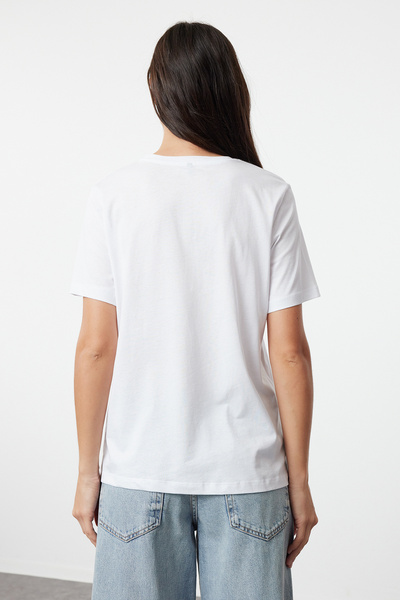 Trendyol Collection Crew Neck rózsaszín-fehér 100% pamut póló 2 csomag - TWOSS20TS0141