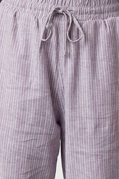 Trendyol Collection Lilac plátěné široké kalhoty s vysokým pasem - TWOAW25JE00014